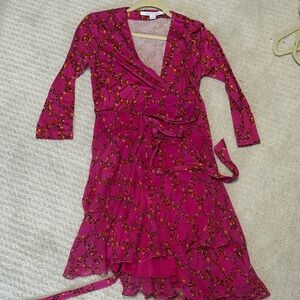 Diane Von Furstenberg Fuchsia Floral Mini Dress